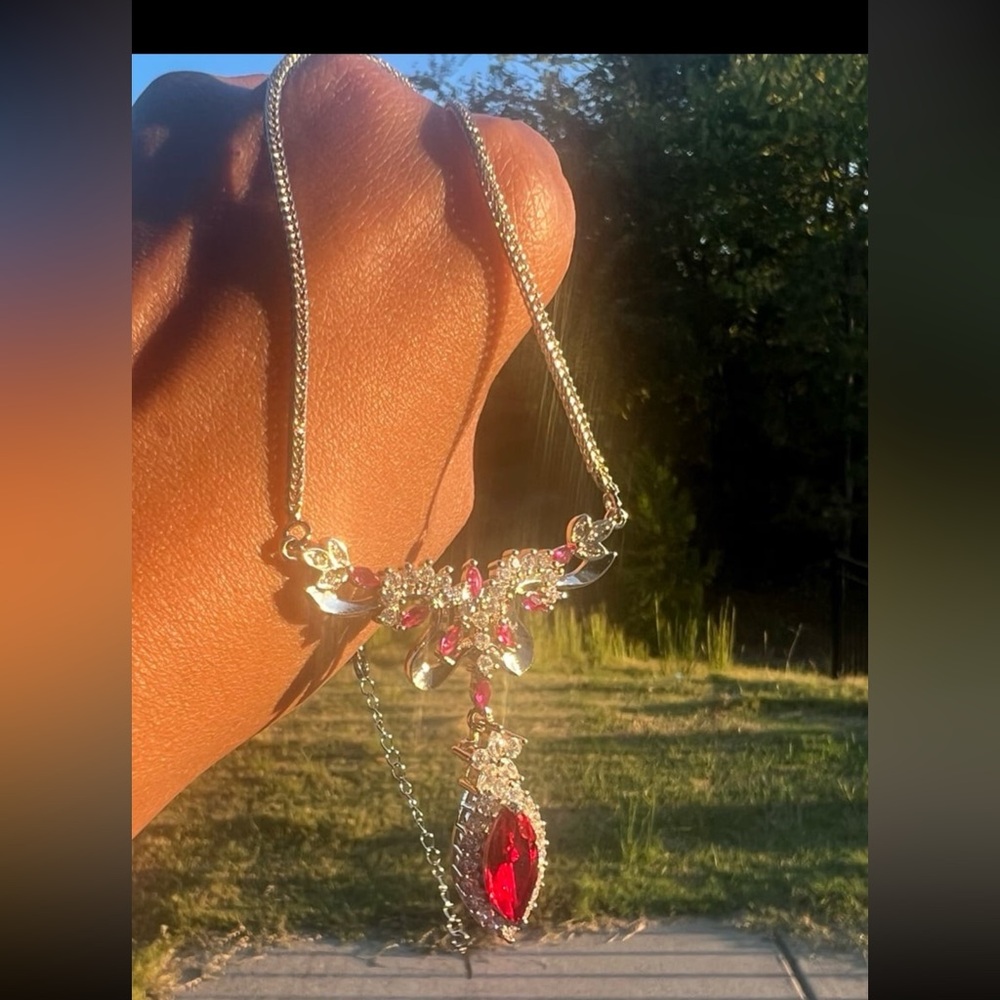 Silver Finish Red Swarovski Elements Ruby Shaded … - image 7